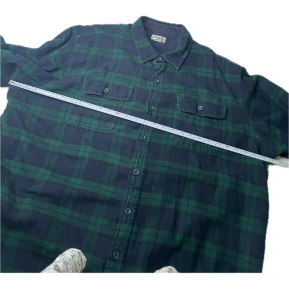 L.L. Bean Men's Fleece-Lined Flannel Shirt, Traditional Fit Green Blue XXL Tall - Picture 7 of 10